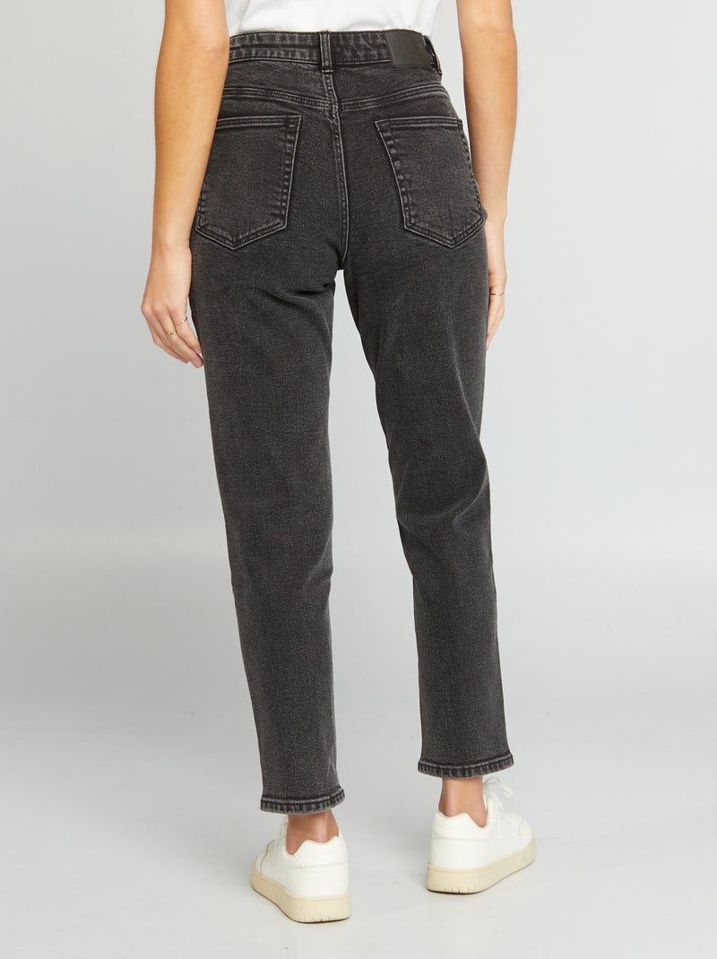 Pantalón mom con talle muy alto - L28 NEGRO - Kiabi