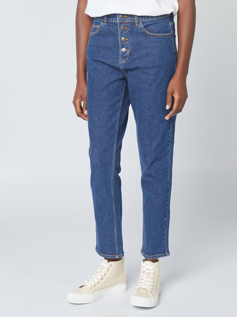 Pantalón mom con talle muy alto - L30 AZUL - Kiabi