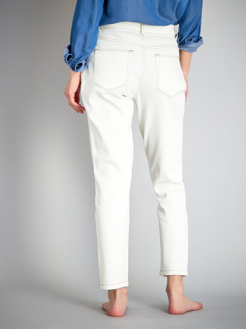 Pantalón mom con talle muy alto - L30 BLANCO - Kiabi