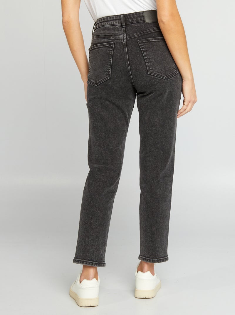 Pantalón mom con talle muy alto - L30 NEGRO - Kiabi