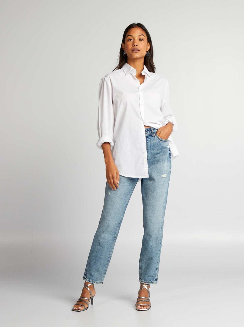 Pantalón mom con talle muy alto AZUL - Kiabi