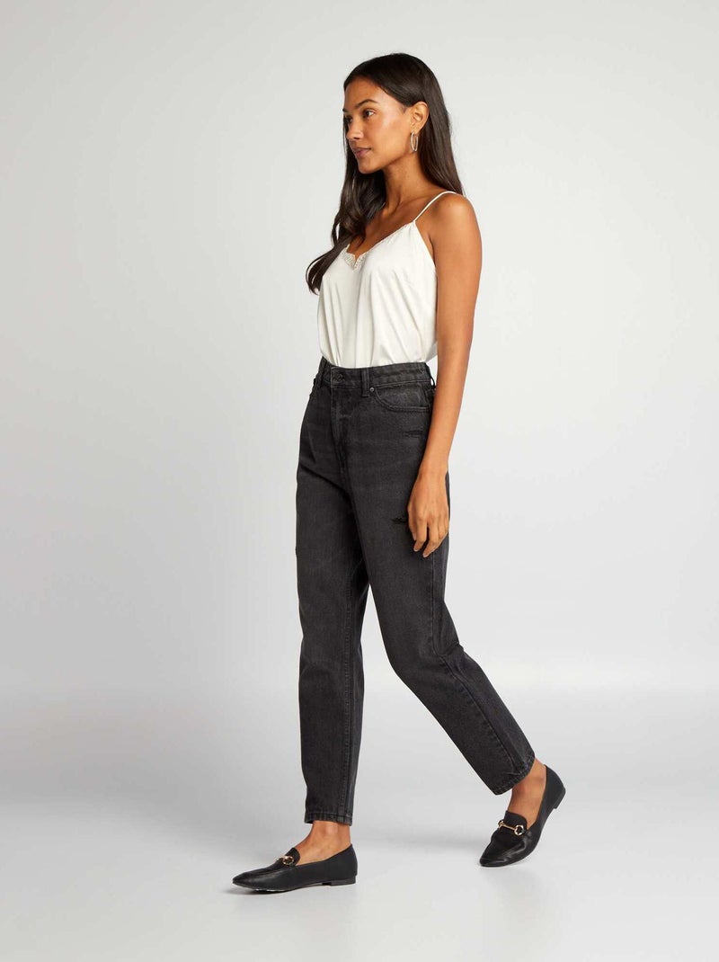 Pantalón mom con talle muy alto NEGRO - Kiabi