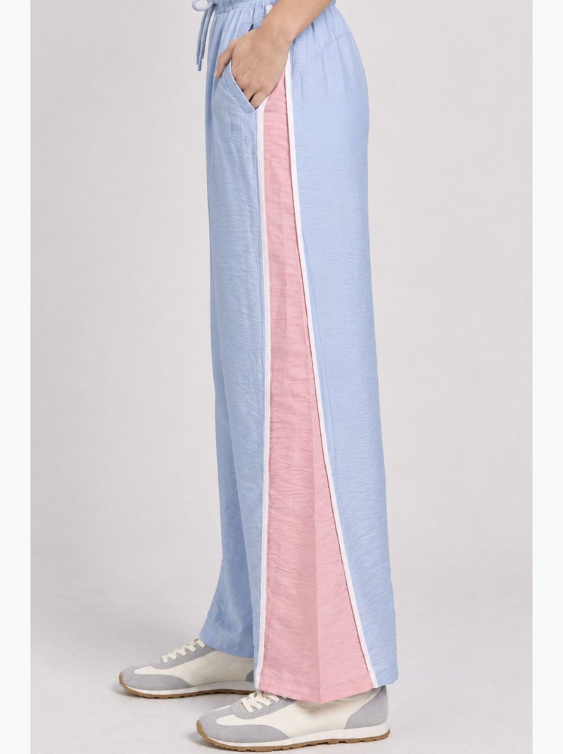Pantalón mujer de corte recto istanbul Azul Rosa - Kiabi