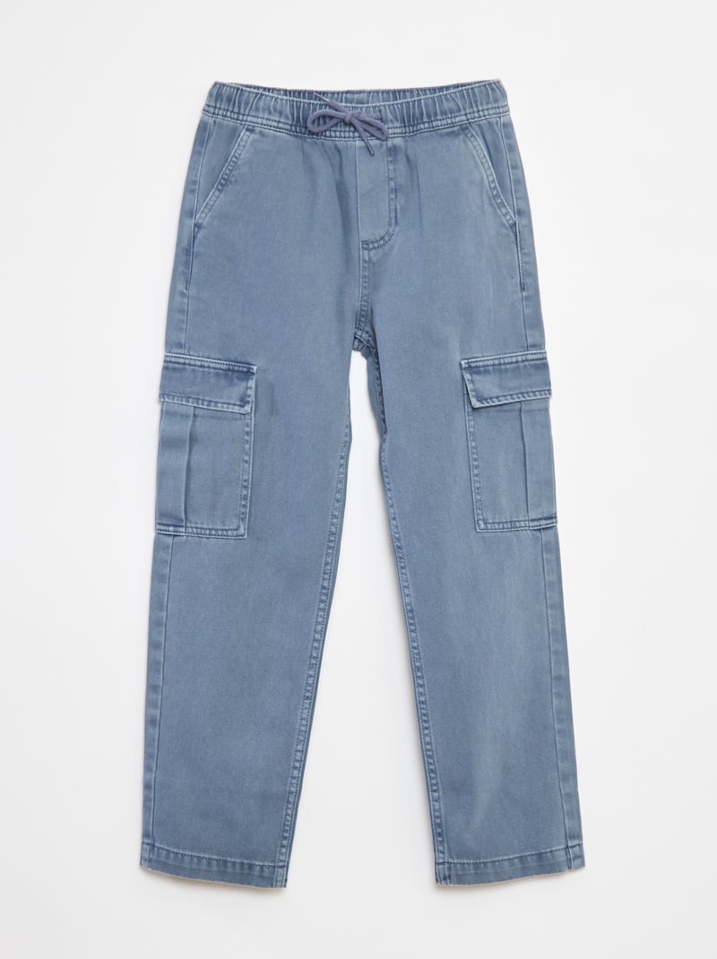Pantalón multibolsillos con cintura elástica Azul - Kiabi