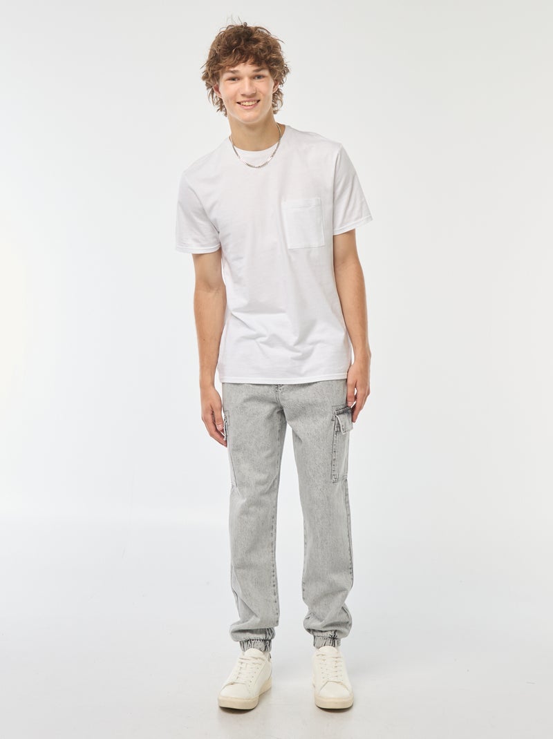 Pantalón multibolsillos con cintura elástica Gris - Kiabi