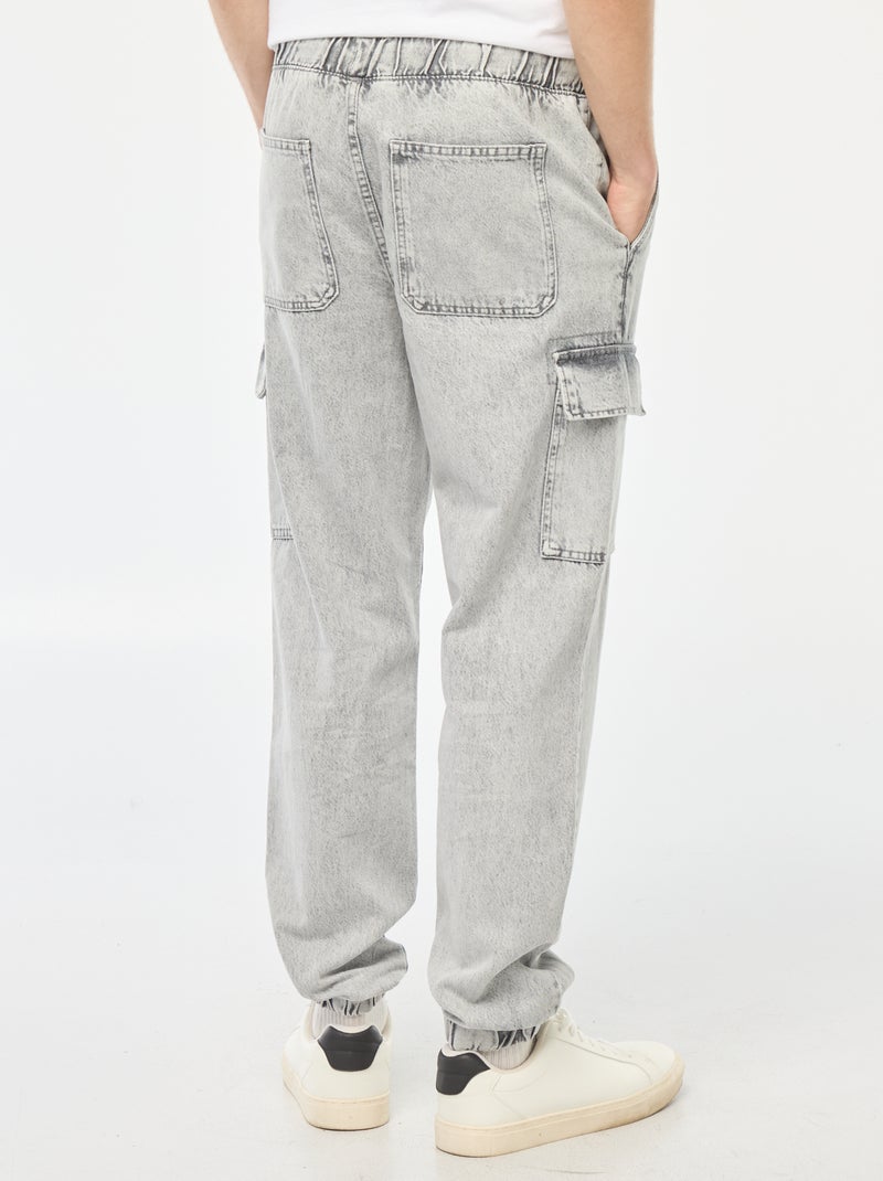 Pantalón multibolsillos con cintura elástica Gris - Kiabi