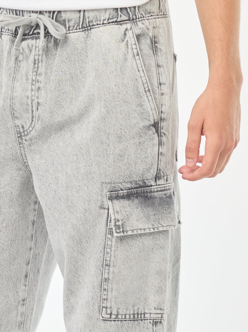 Pantalón multibolsillos con cintura elástica Gris - Kiabi