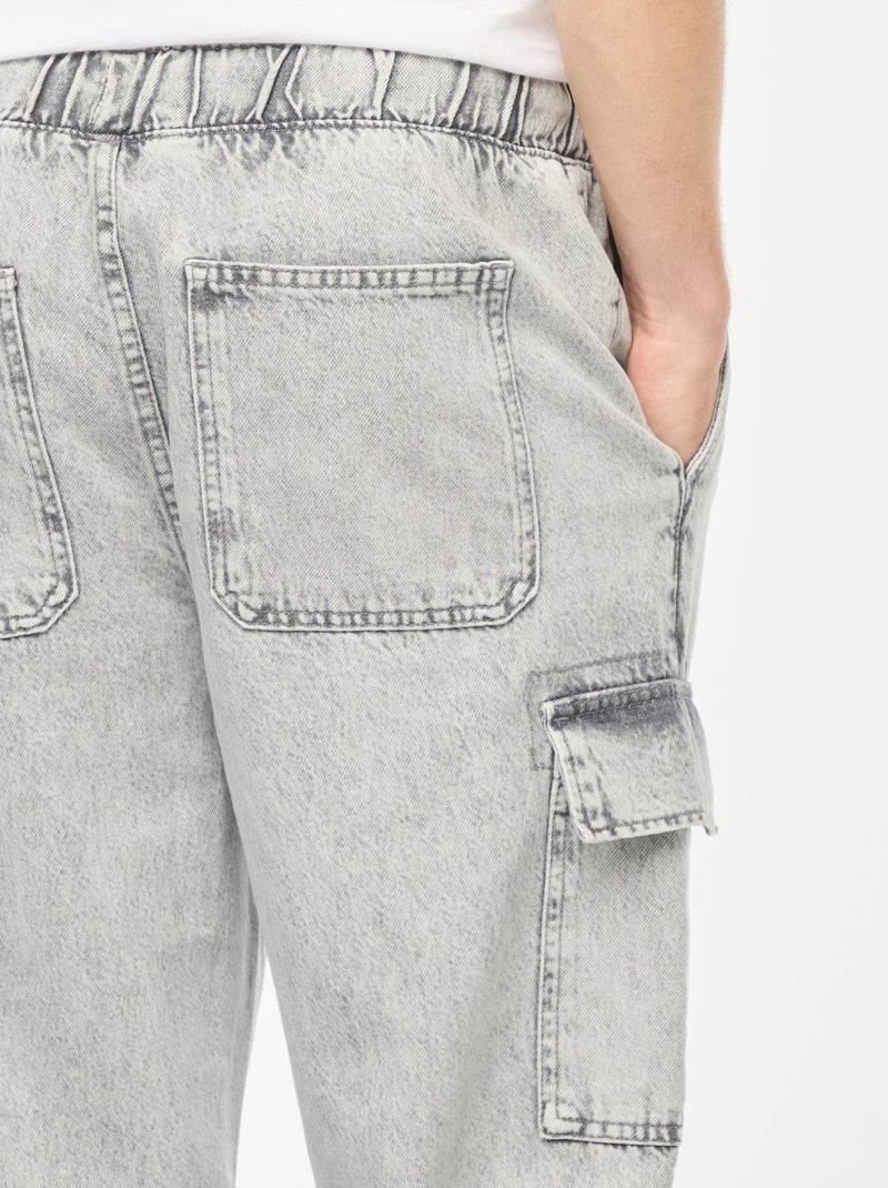Pantalón multibolsillos con cintura elástica Gris - Kiabi