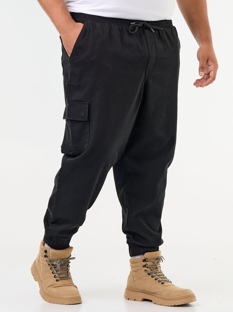 Pantalón multibolsillos con cintura elástica Negro - Kiabi