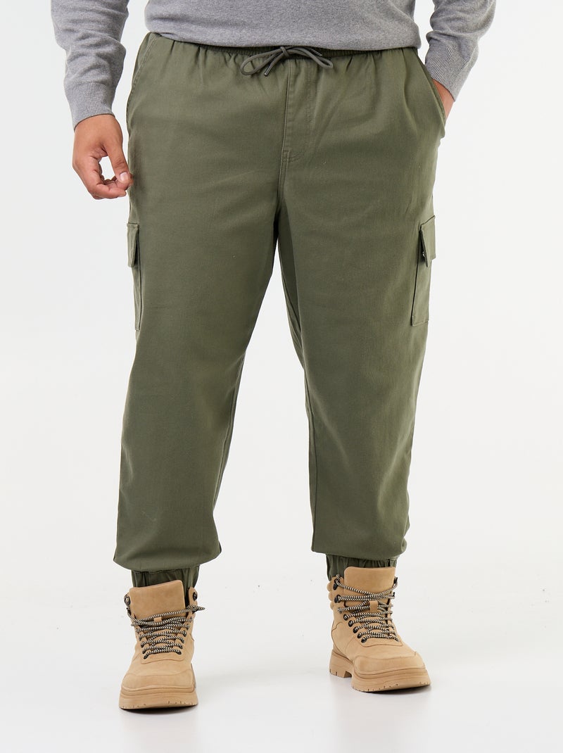 Pantalón multibolsillos con cintura elástica Verde - Kiabi