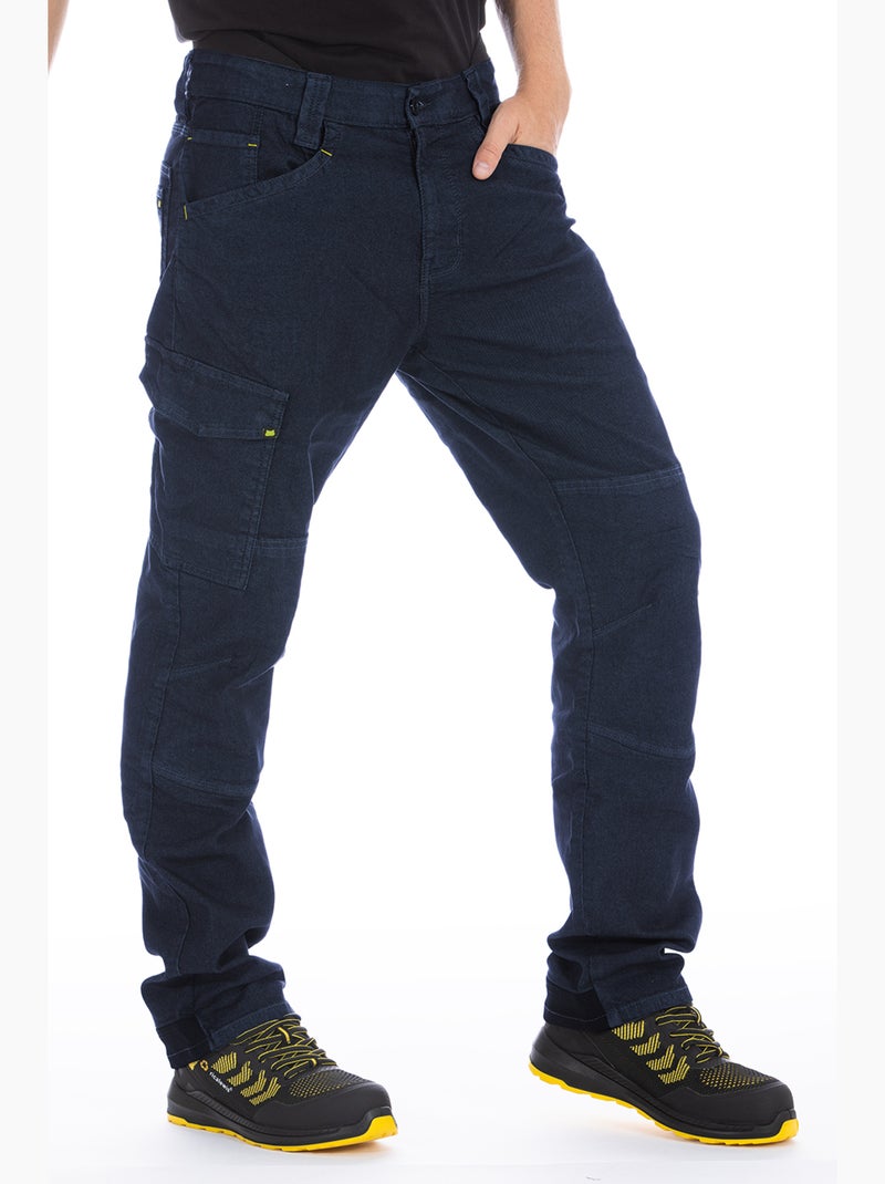 Pantalón multibolsillos con cinturilla alta en la espalda WELLER1 Azul - Kiabi