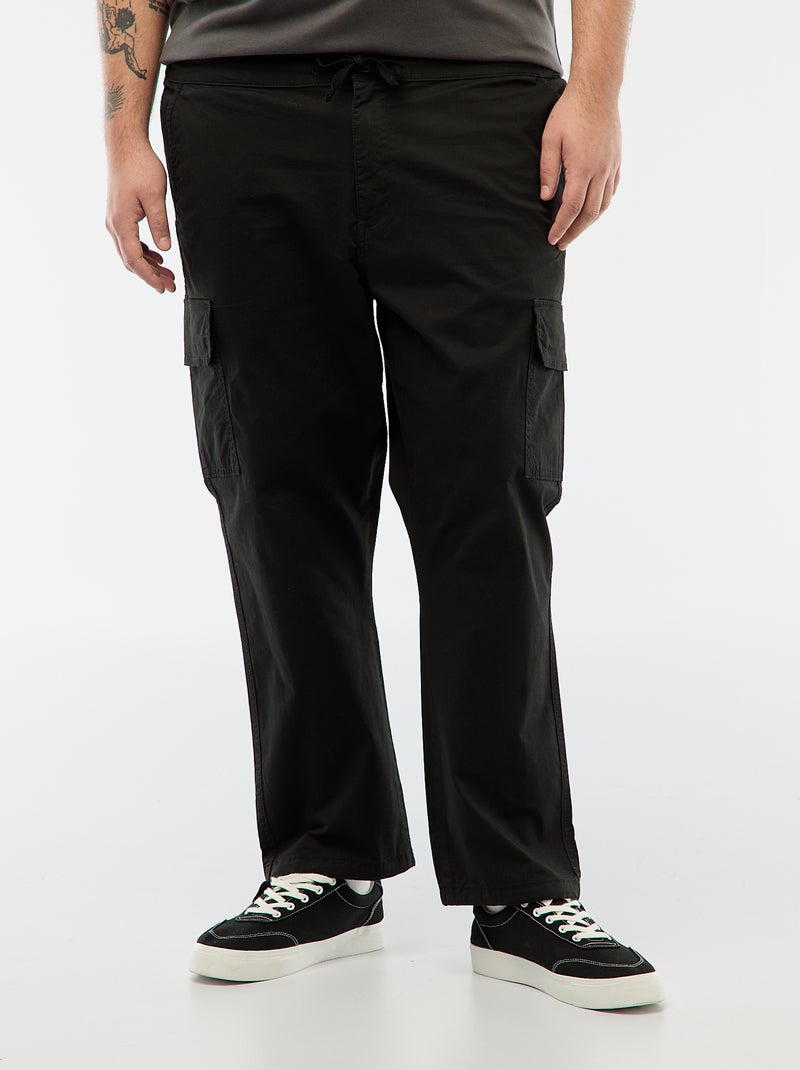 Pantalón multibolsillos corte recto / regular fit Negro - Kiabi