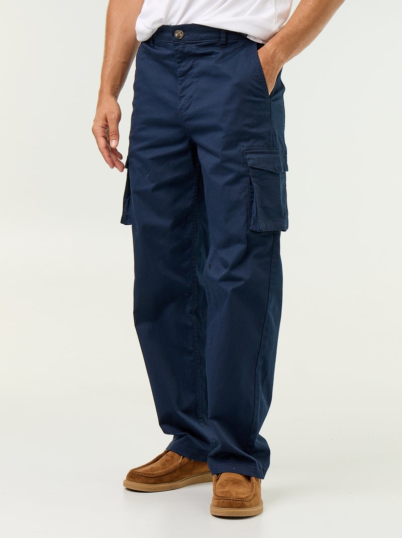 Pantalón multibolsillos de corte regular Azul - Kiabi