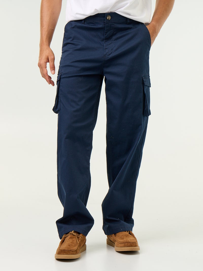Pantalón multibolsillos de corte regular Azul - Kiabi