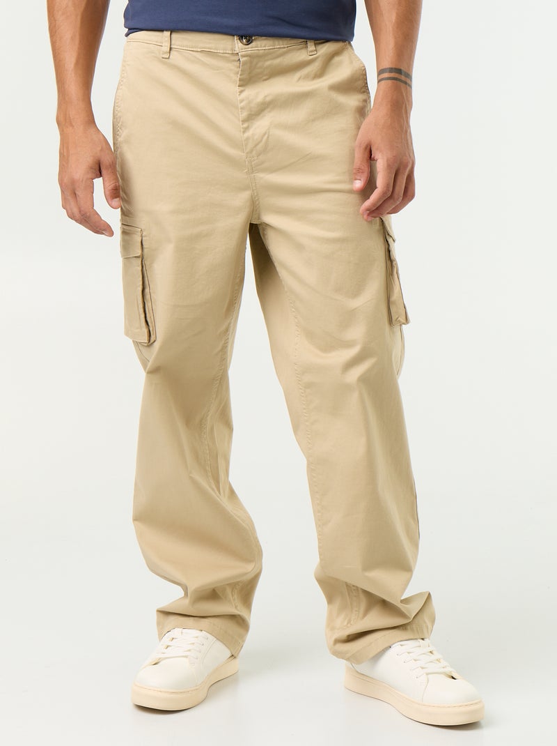 Pantalón multibolsillos de corte regular Beige - Kiabi