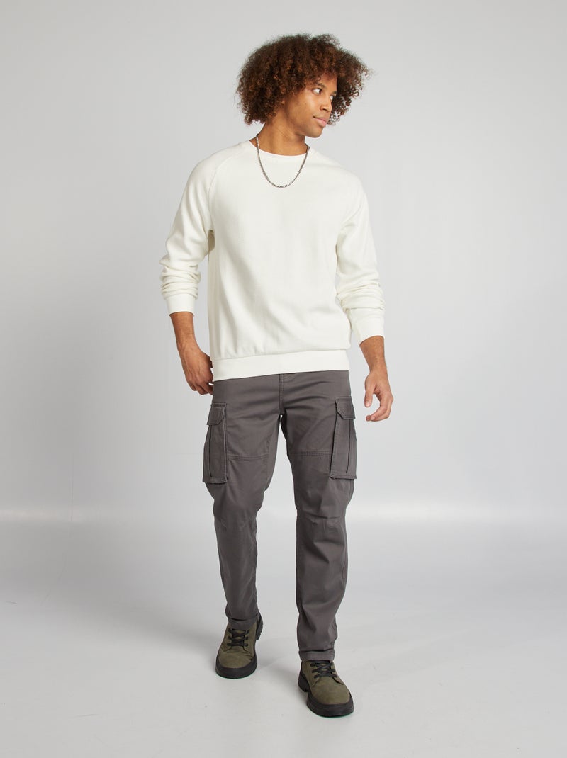 Pantalón multibolsillos de dobby gris - Kiabi