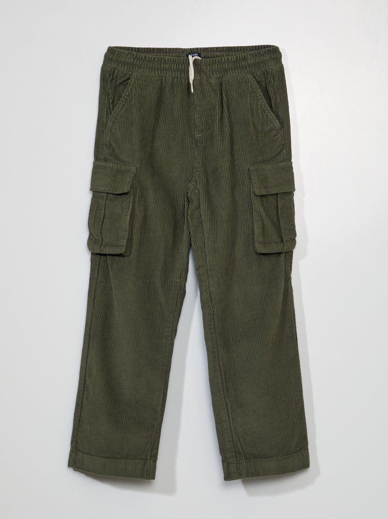 Pantalón multibolsillos de pana VERDE - Kiabi