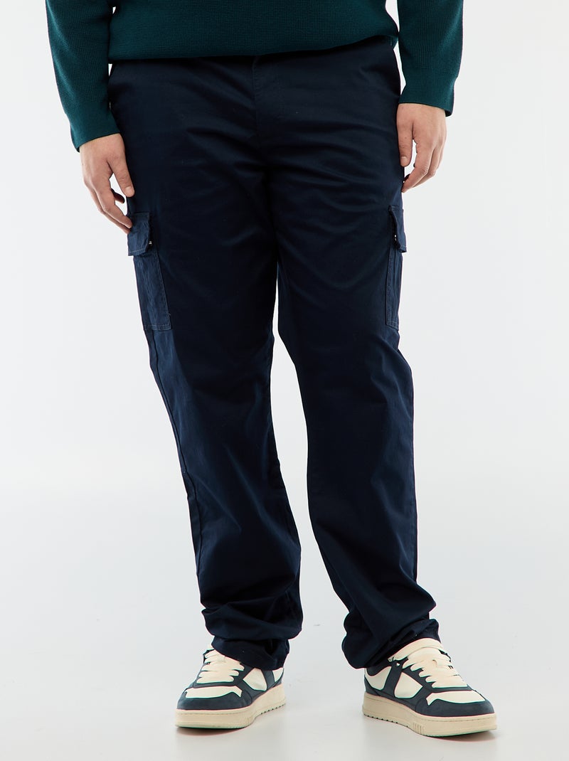 Pantalón multibolsillos liso Azul - Kiabi