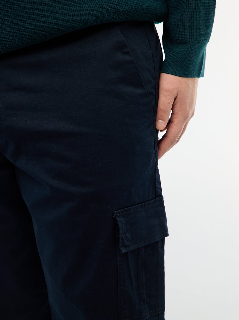 Pantalón multibolsillos liso Azul - Kiabi