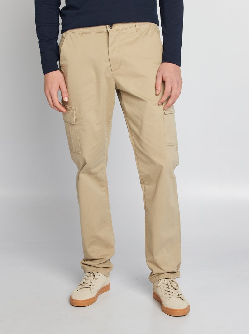 Pantalón multibolsillos liso BEIGE - Kiabi