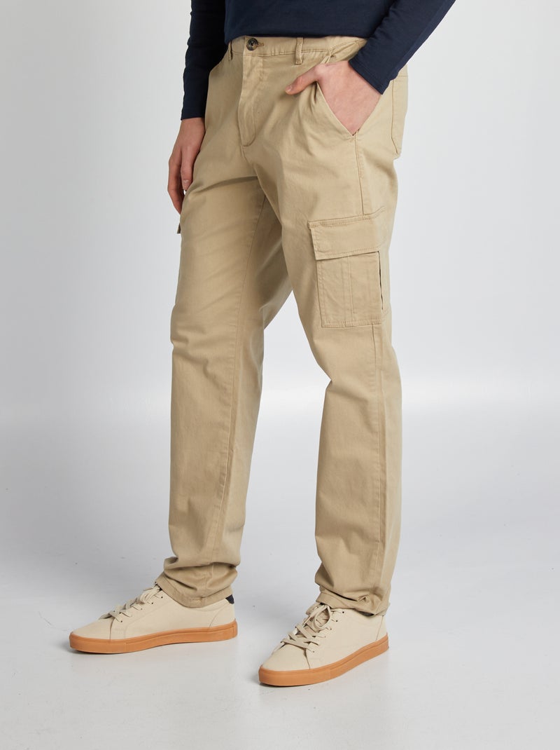 Pantalón multibolsillos liso BEIGE - Kiabi
