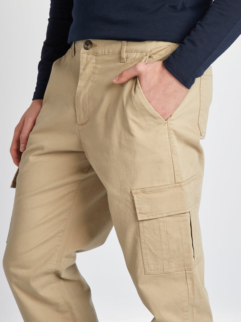 Pantalón multibolsillos liso BEIGE - Kiabi