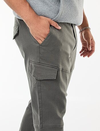 Pantalón multibolsillos liso con cinturón elástico