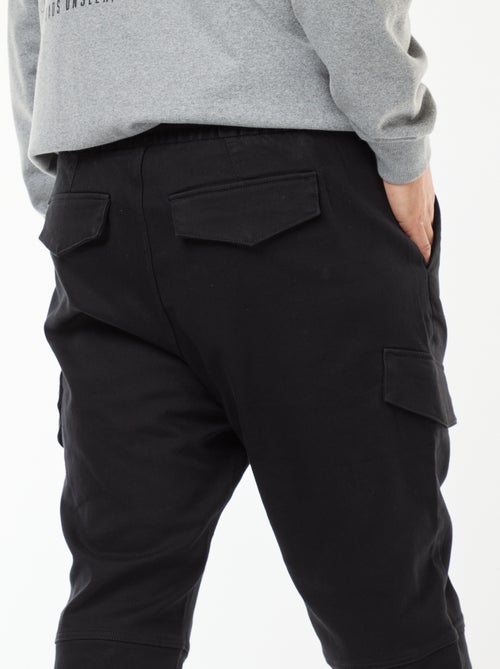 Pantalón multibolsillos liso con cinturón elástico - Kiabi