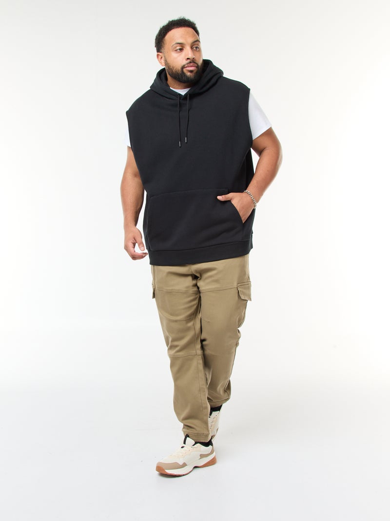 Pantalón multibolsillos liso con cinturón elástico Verde - Kiabi