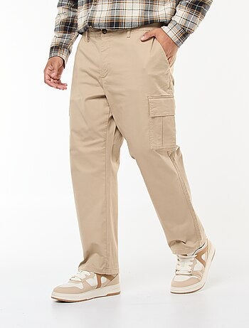 Pantalón multibolsillos liso con trabillas para cinturón