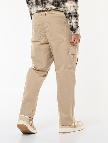 Pantalón multibolsillos liso con trabillas para cinturón