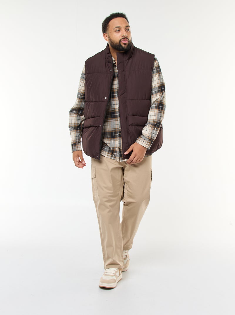 Pantalón multibolsillos liso con trabillas para cinturón Beige - Kiabi