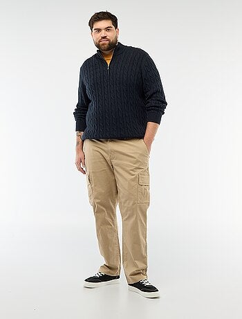 Pantalón multibolsillos liso con trabillas para cinturón