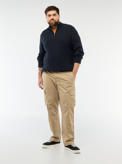 Pantalón multibolsillos liso con trabillas para cinturón - Kiabi