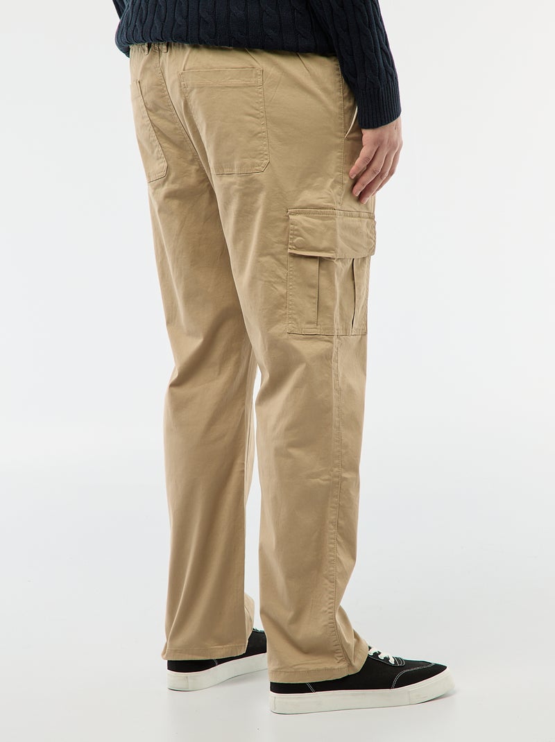 Pantalón multibolsillos liso con trabillas para cinturón Beige - Kiabi