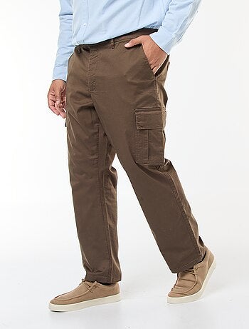 Pantalón multibolsillos liso con trabillas para cinturón