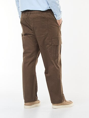 Pantalón multibolsillos liso con trabillas para cinturón