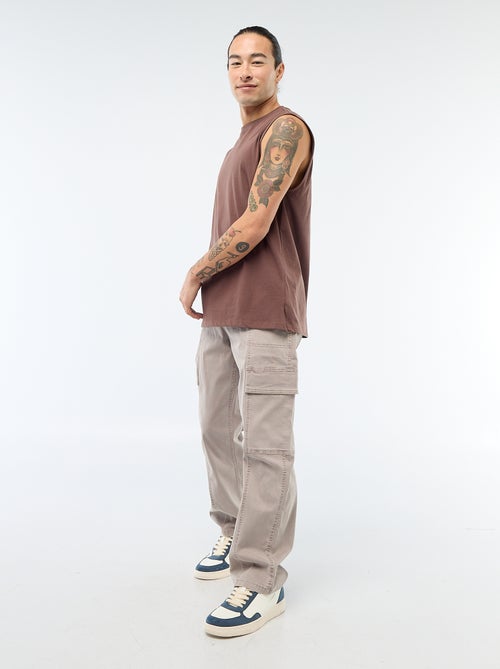 Pantalón multibolsillos liso corte recto / Regular Fit - Kiabi