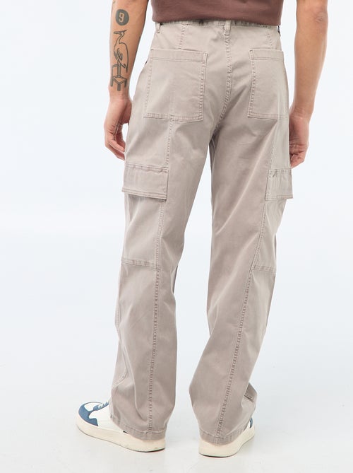 Pantalón multibolsillos liso corte recto / Regular Fit - Kiabi