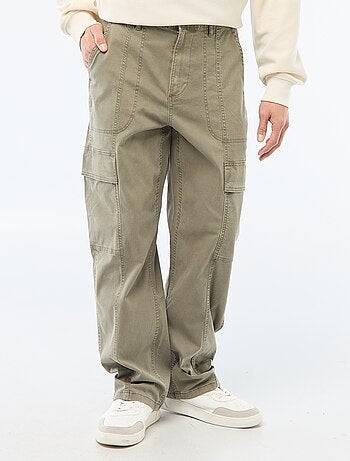 Pantalón multibolsillos liso corte recto / Regular Fit