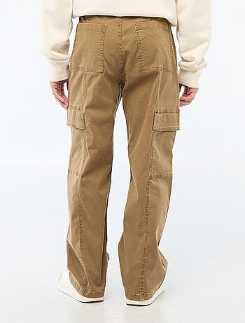 Pantalón multibolsillos liso corte recto / Regular Fit