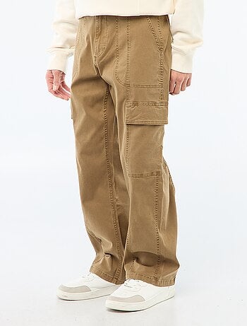 Pantalón multibolsillos liso corte recto / Regular Fit