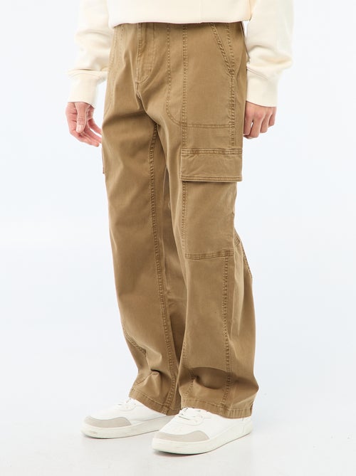 Pantalón multibolsillos liso corte recto / Regular Fit - Kiabi