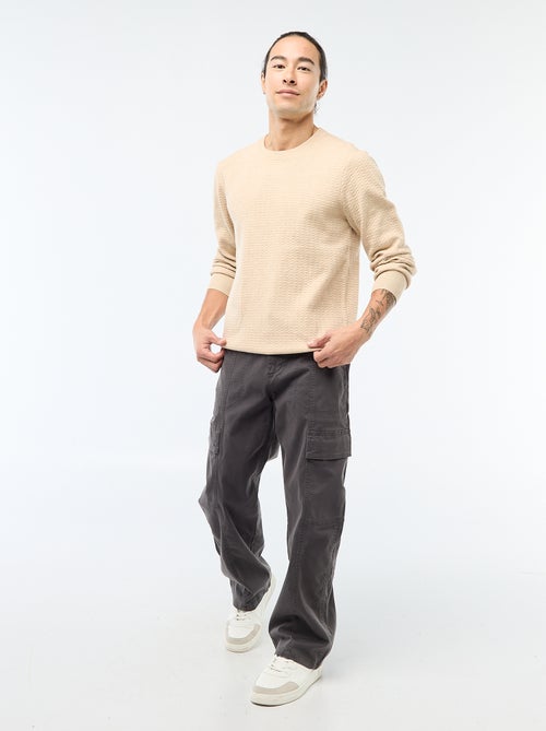 Pantalón multibolsillos liso corte recto / Regular Fit - Kiabi