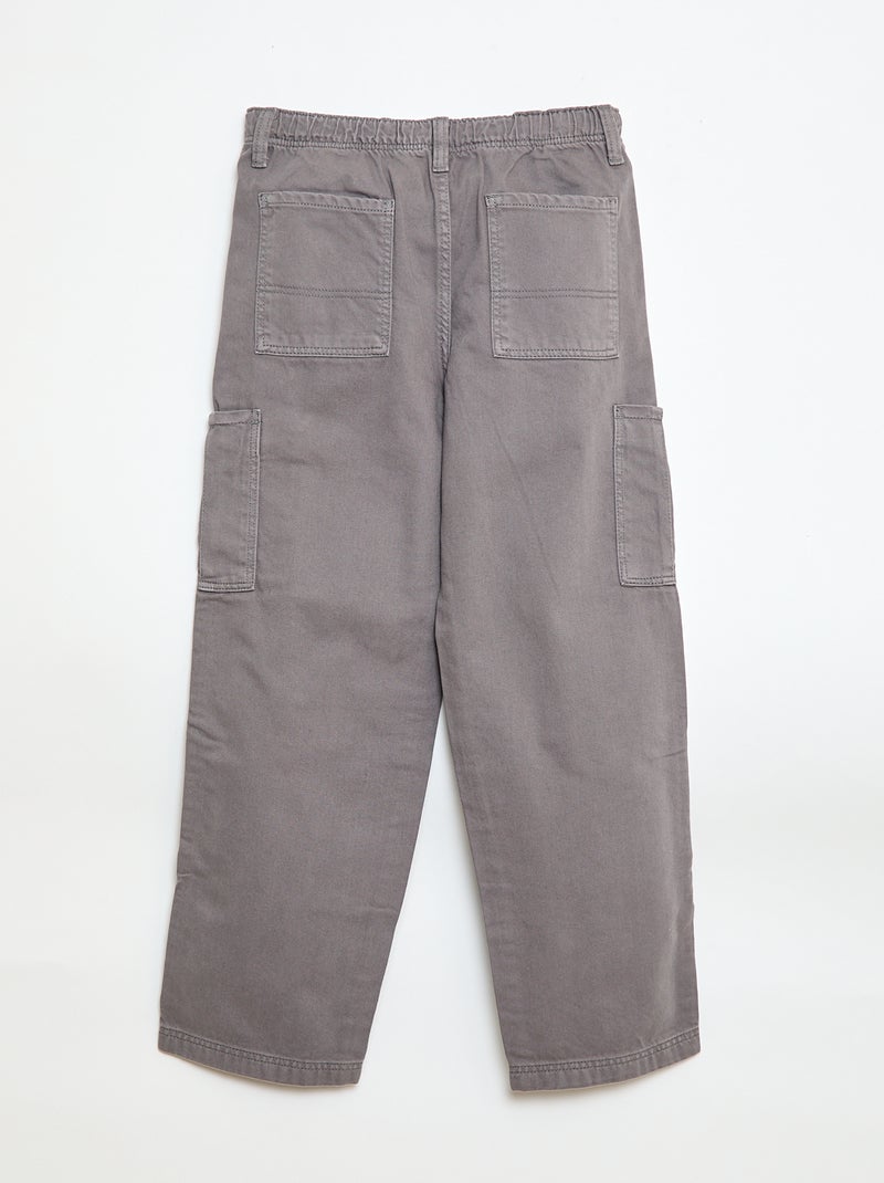 Pantalón multibolsillos liso Gris - Kiabi