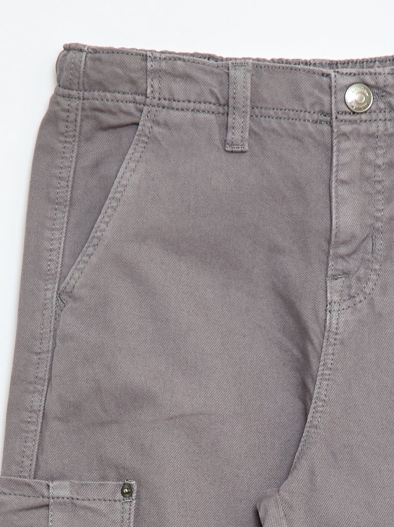 Pantalón multibolsillos liso Gris - Kiabi