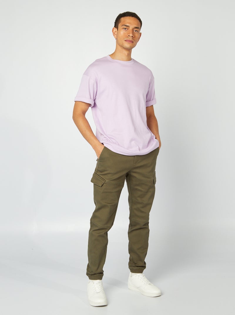 Pantalón multibolsillos liso KAKI - Kiabi