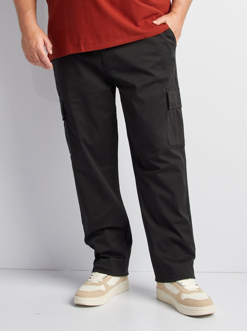 Pantalón multibolsillos liso negro - Kiabi