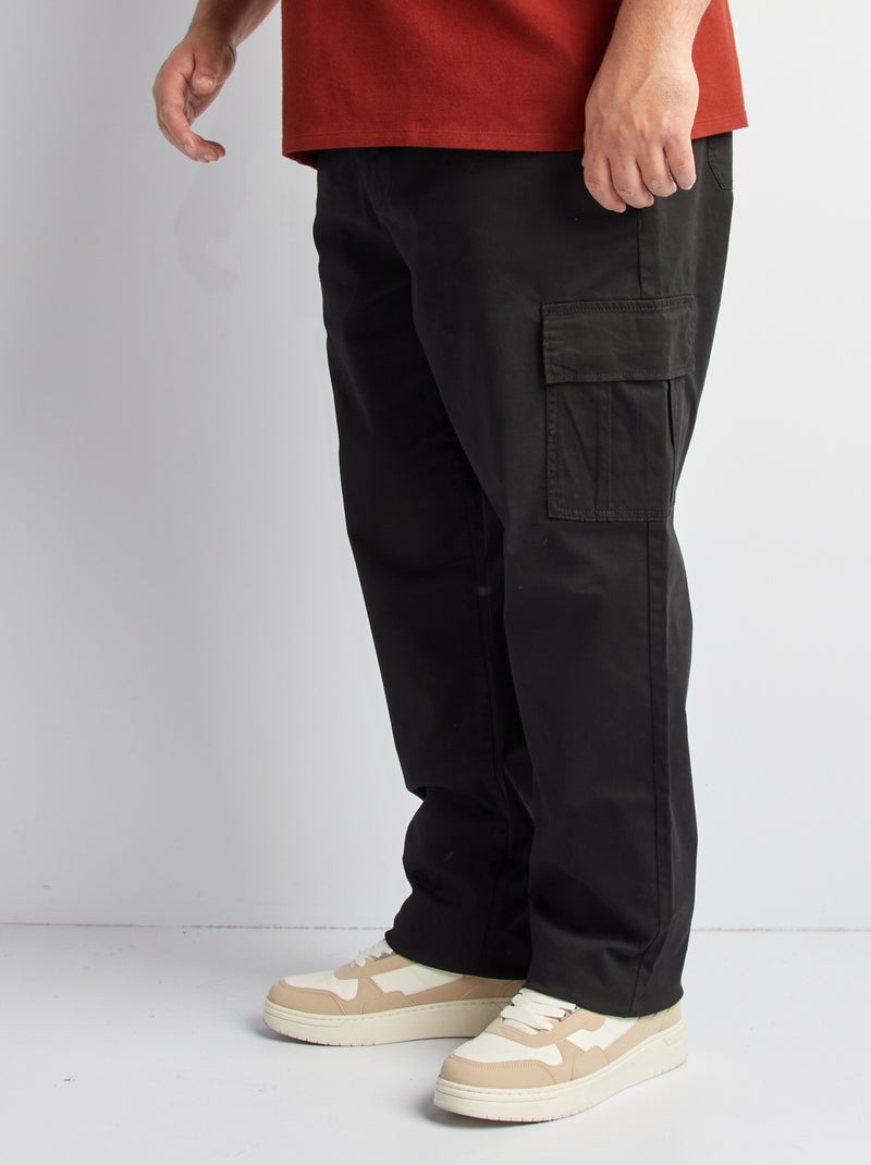 Pantalón multibolsillos liso negro - Kiabi
