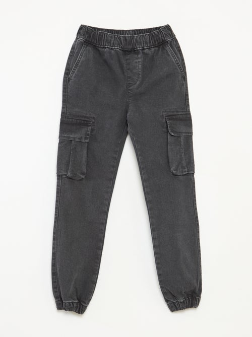 Pantalón multibolsillos vaquero elástico - Corte + ajustado - Kiabi